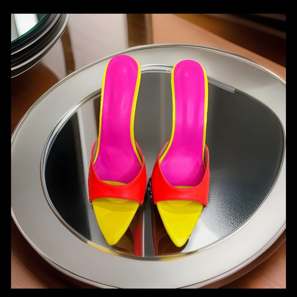 Vibrant Red and Yellow Women's Heels